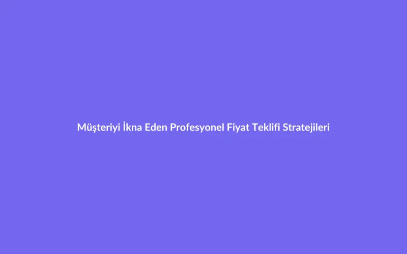 B2B Satışlarda Müşteriyi İkna Eden Profesyonel Fiyat Teklifi Stratejileri